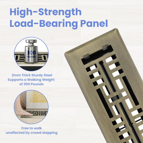 Howeall Seattle design floor register with dampers demonstrates precise airflow control for customized comfort.