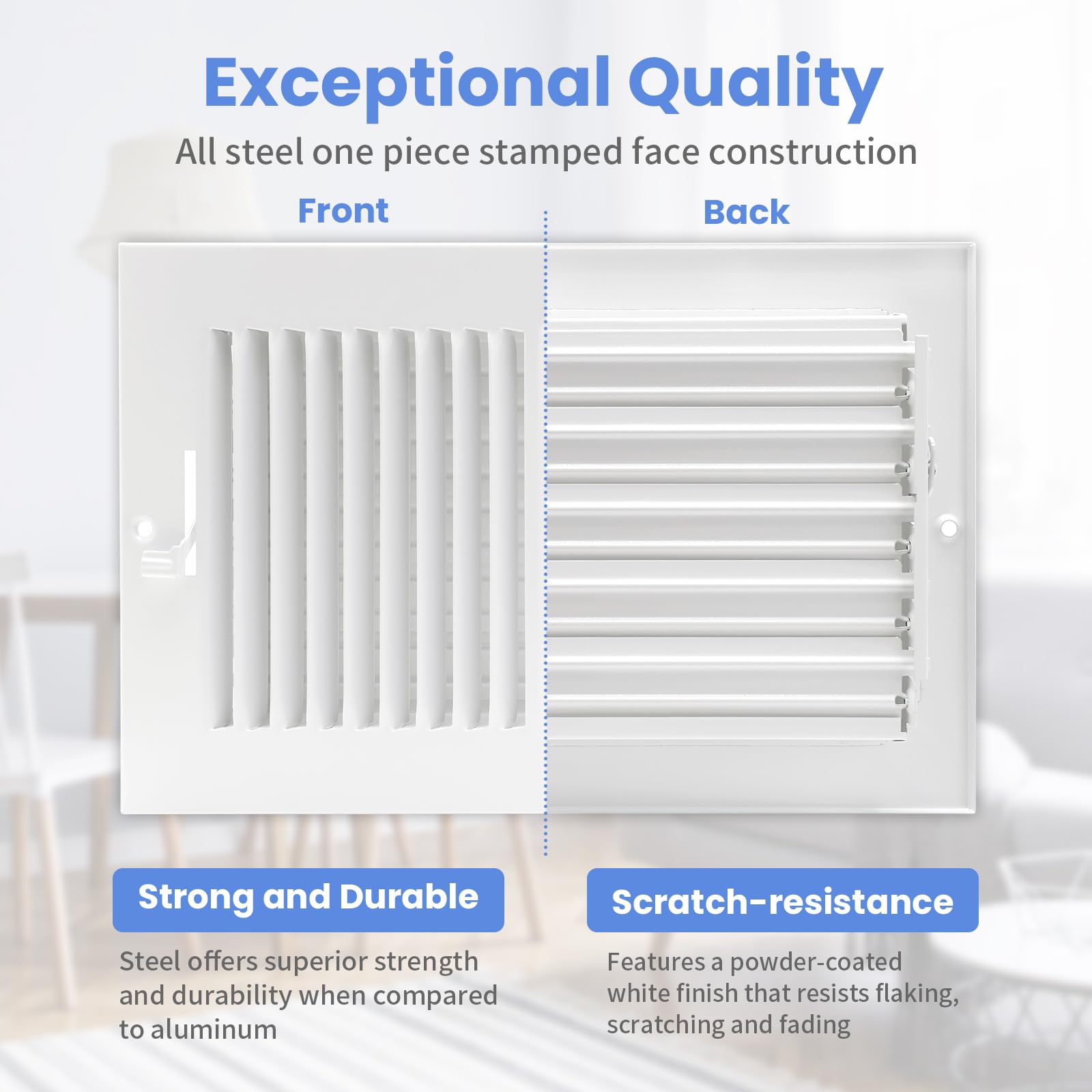 Howeall vent cover damper blades allow precise airflow control for customized comfort.