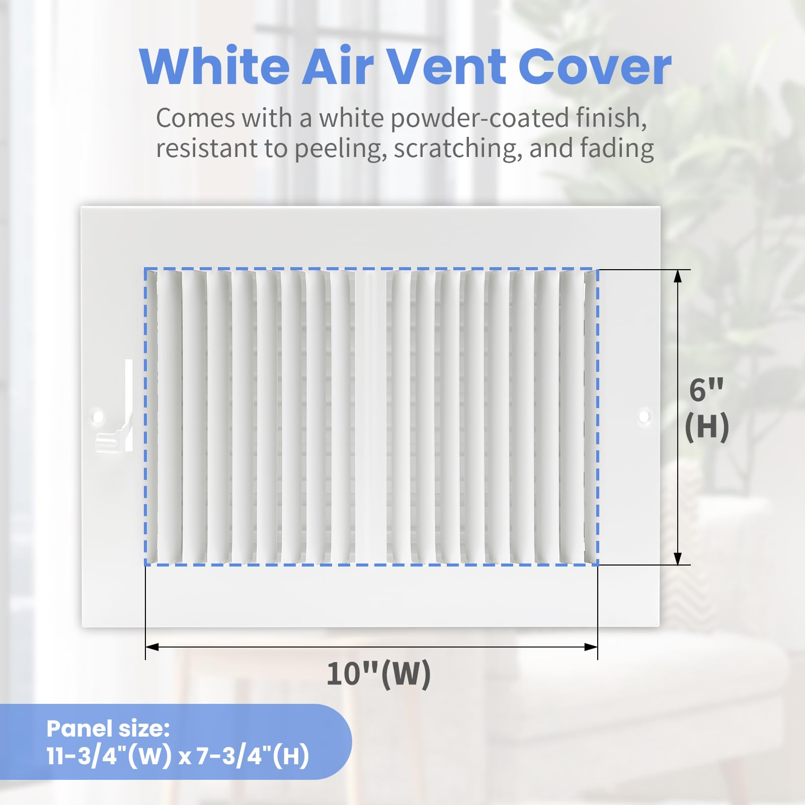Howeall vent cover front view shows a clean white finish that blends with any interior.