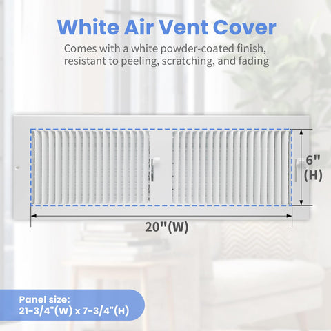 Howeall wall/ceiling vent cover front view with white finish matching any decor