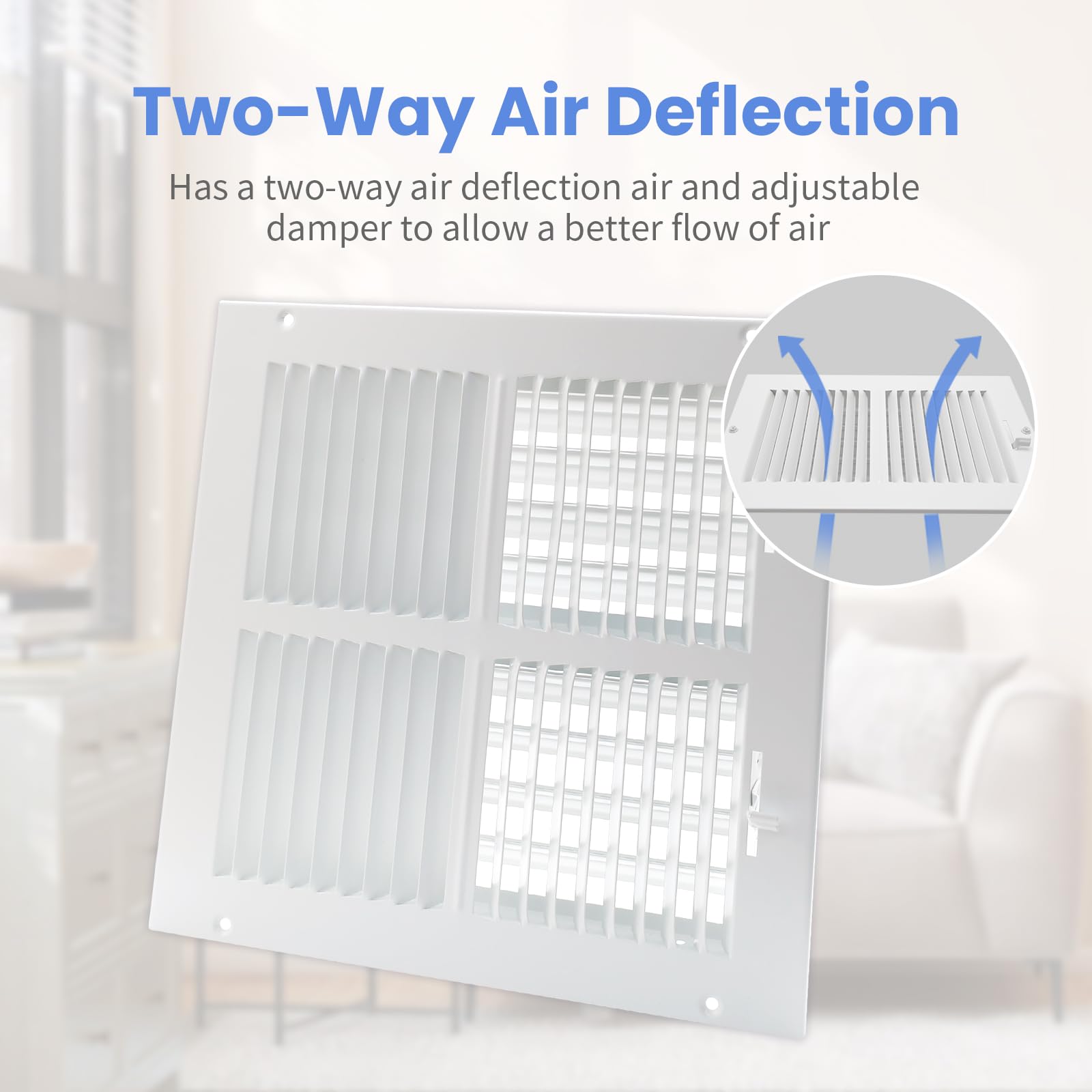 Howeall vent cover in white powder finish resists heat and cold for durability.