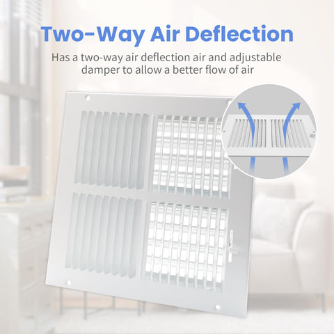 Howeall vent cover in white powder finish resists heat and cold for durability.