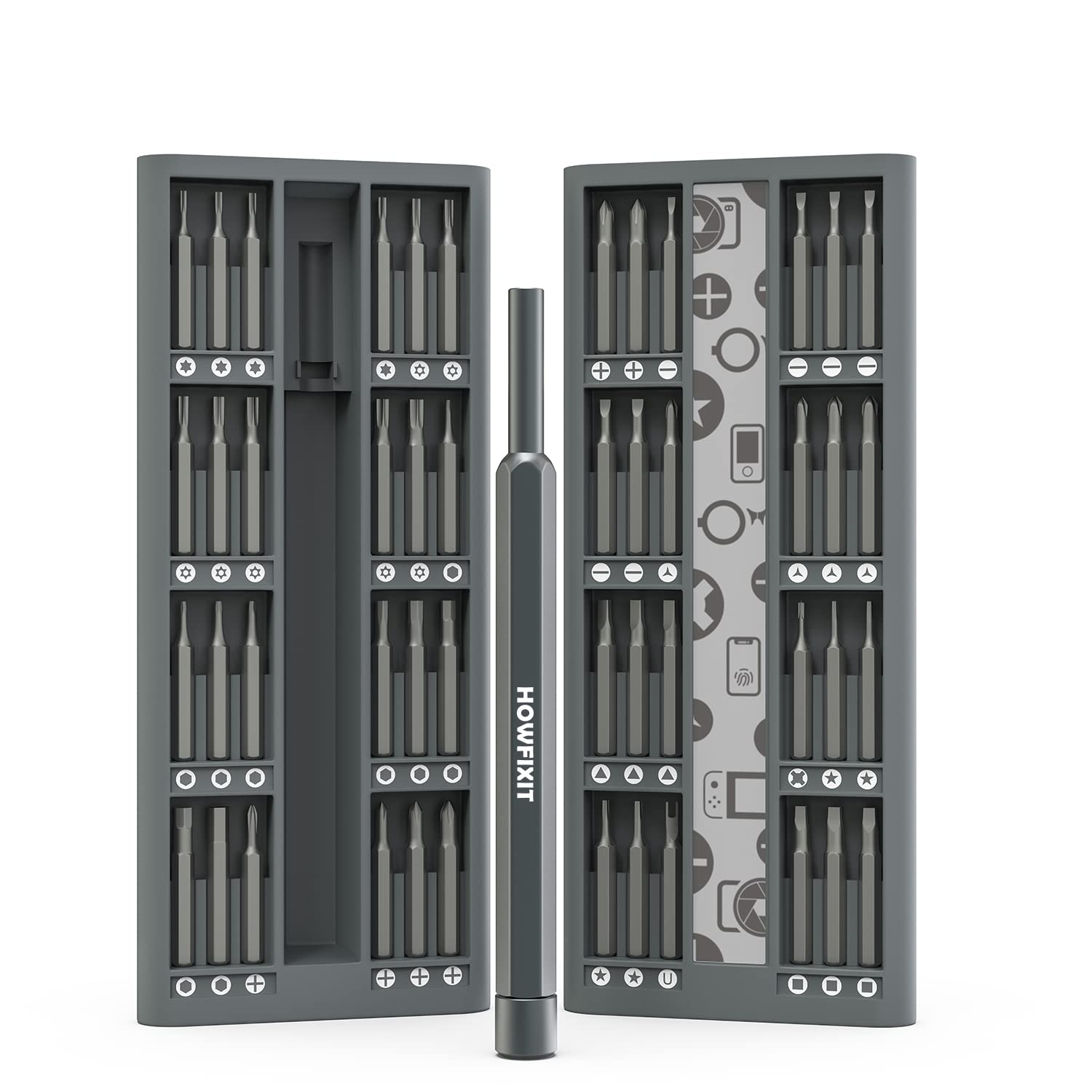 HowFixit PRO 48-bit screwdriver in a compact aluminum case for portable repairs