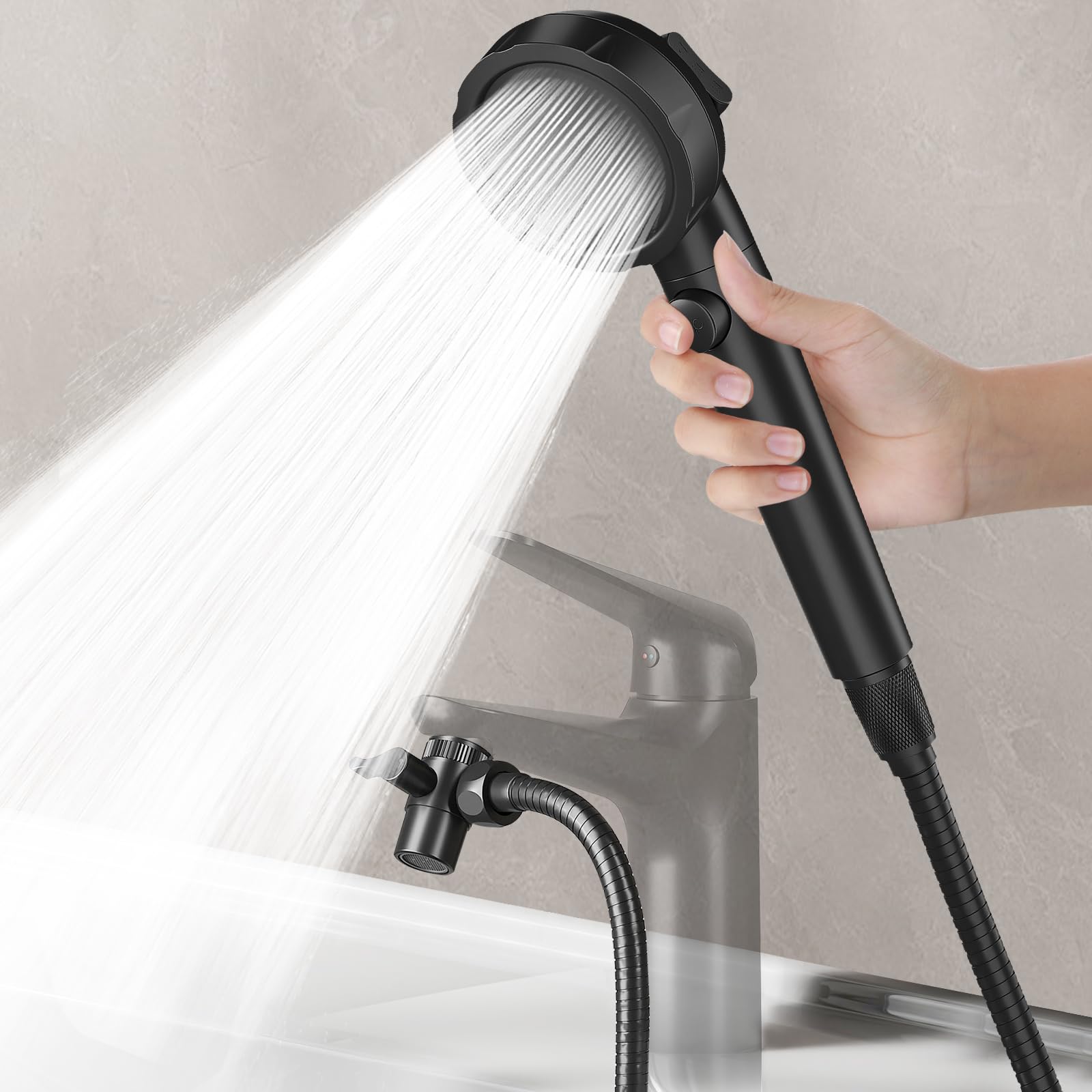HOWUWEY sink hose attachment with brass diverter valve enables smooth faucet switching