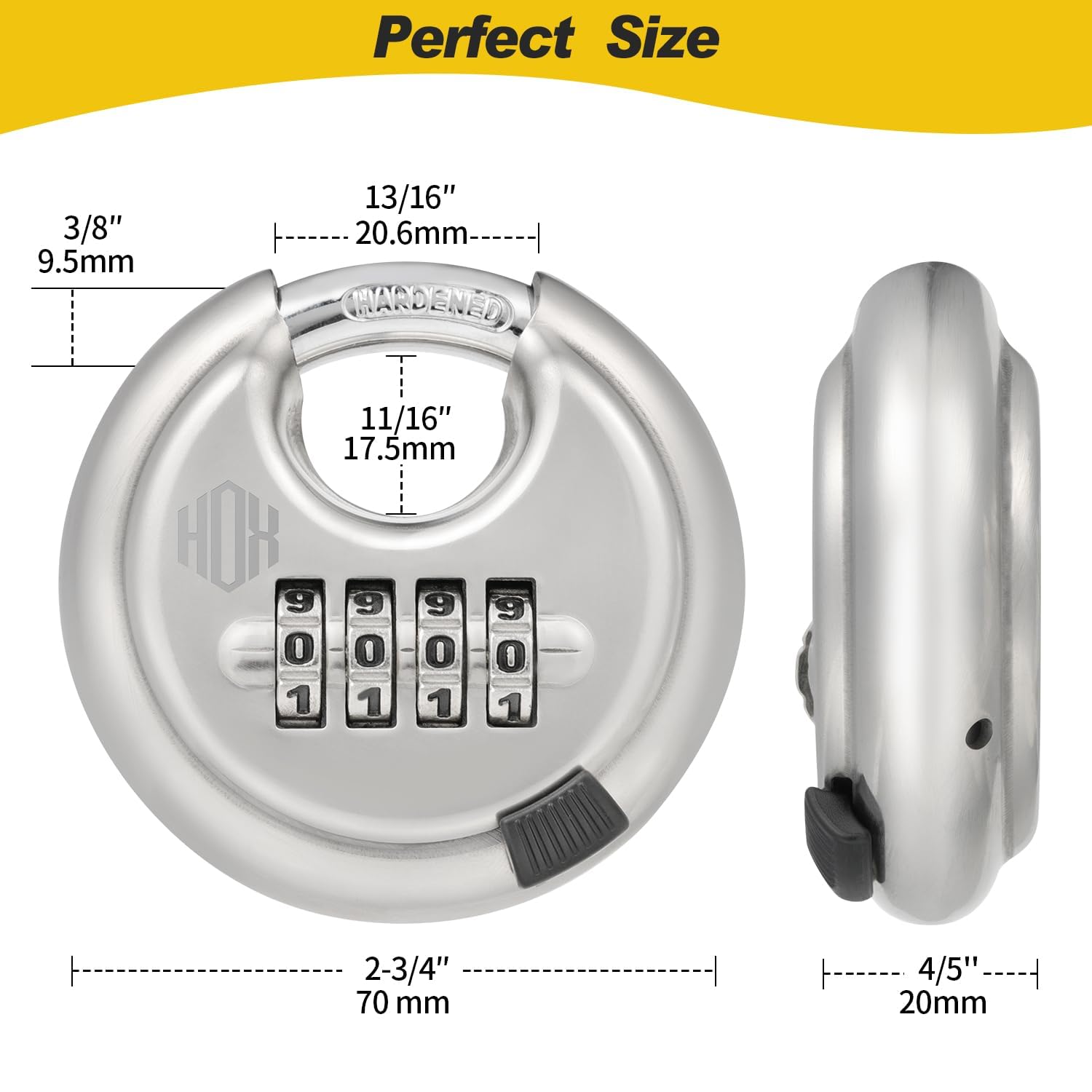 HOX brass internal lock cylinder enhances durability in all weather.