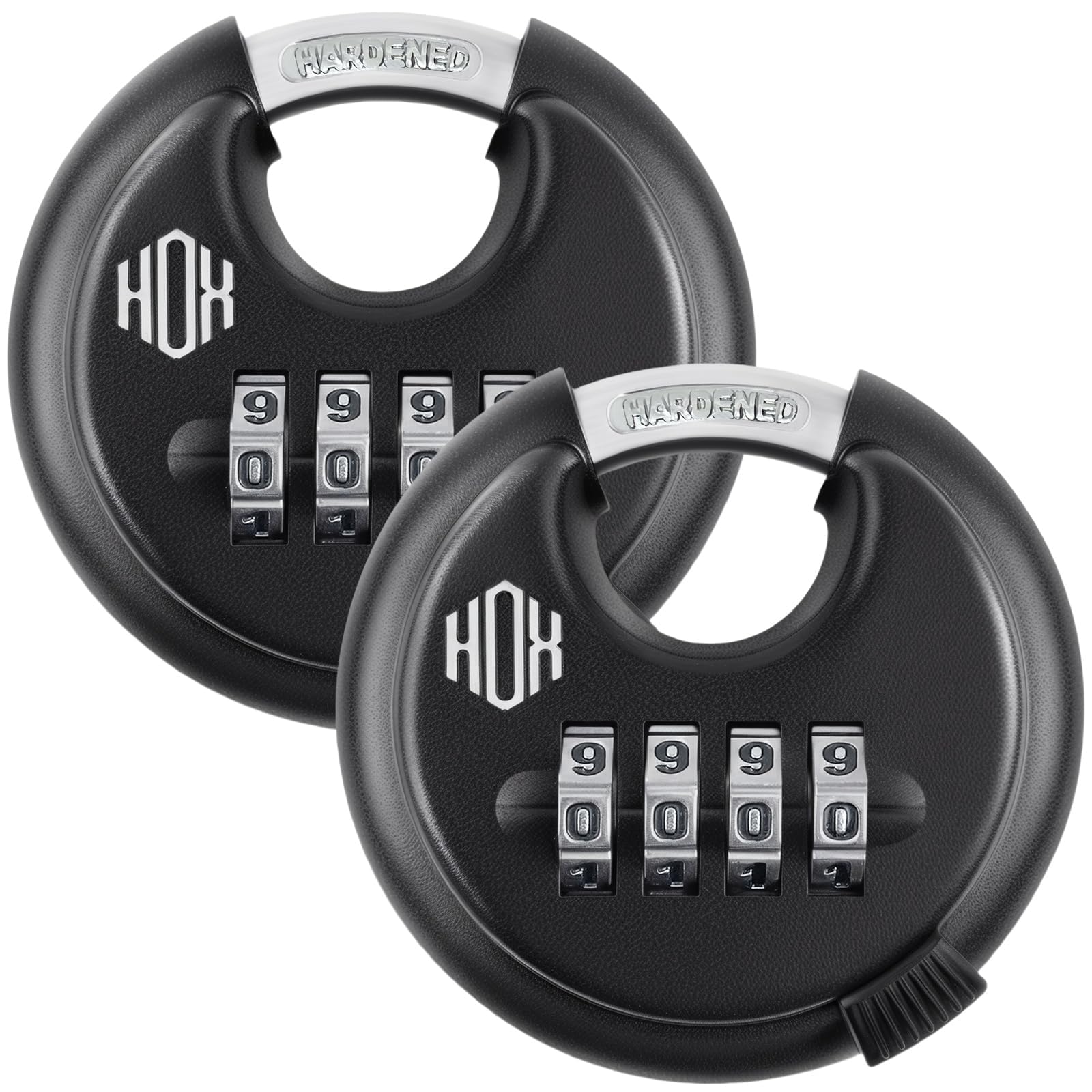 HOX 4-digit disc padlock with 3/8-inch hardened shackle for secure sheds