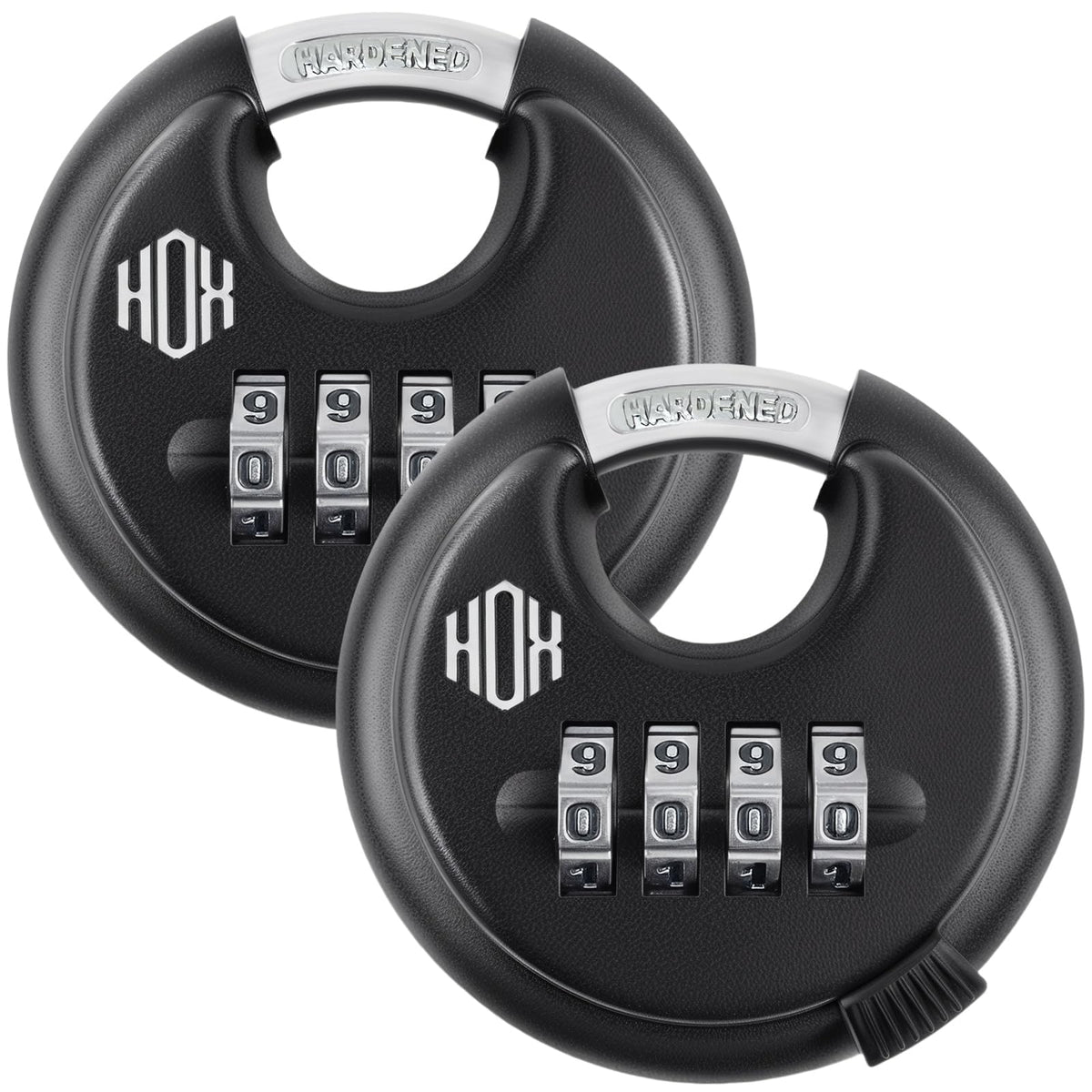 HOX 4-digit disc padlock with 3/8-inch hardened shackle for secure sheds