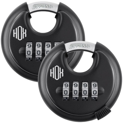 HOX 4-digit disc padlock with 3/8-inch hardened shackle for secure sheds