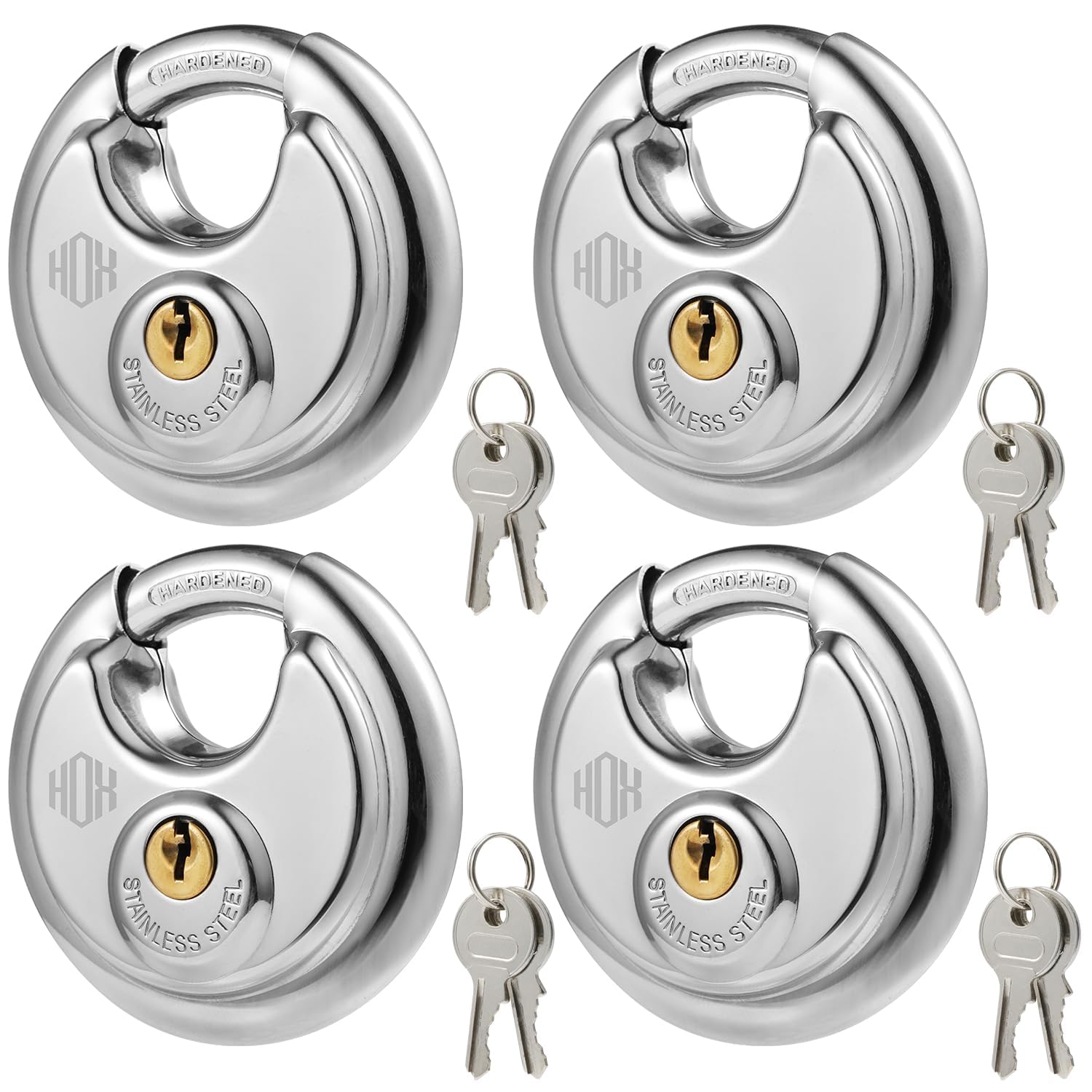HOX keyed disc padlock with stainless body for secure outdoor storage