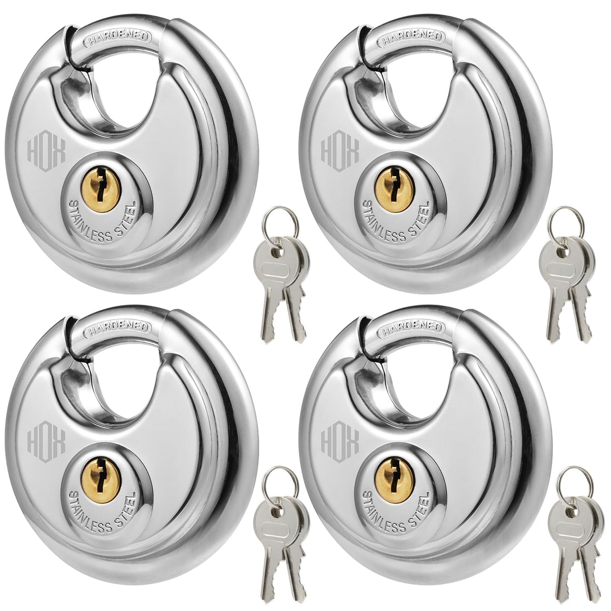 HOX keyed disc padlock with stainless body for secure outdoor storage