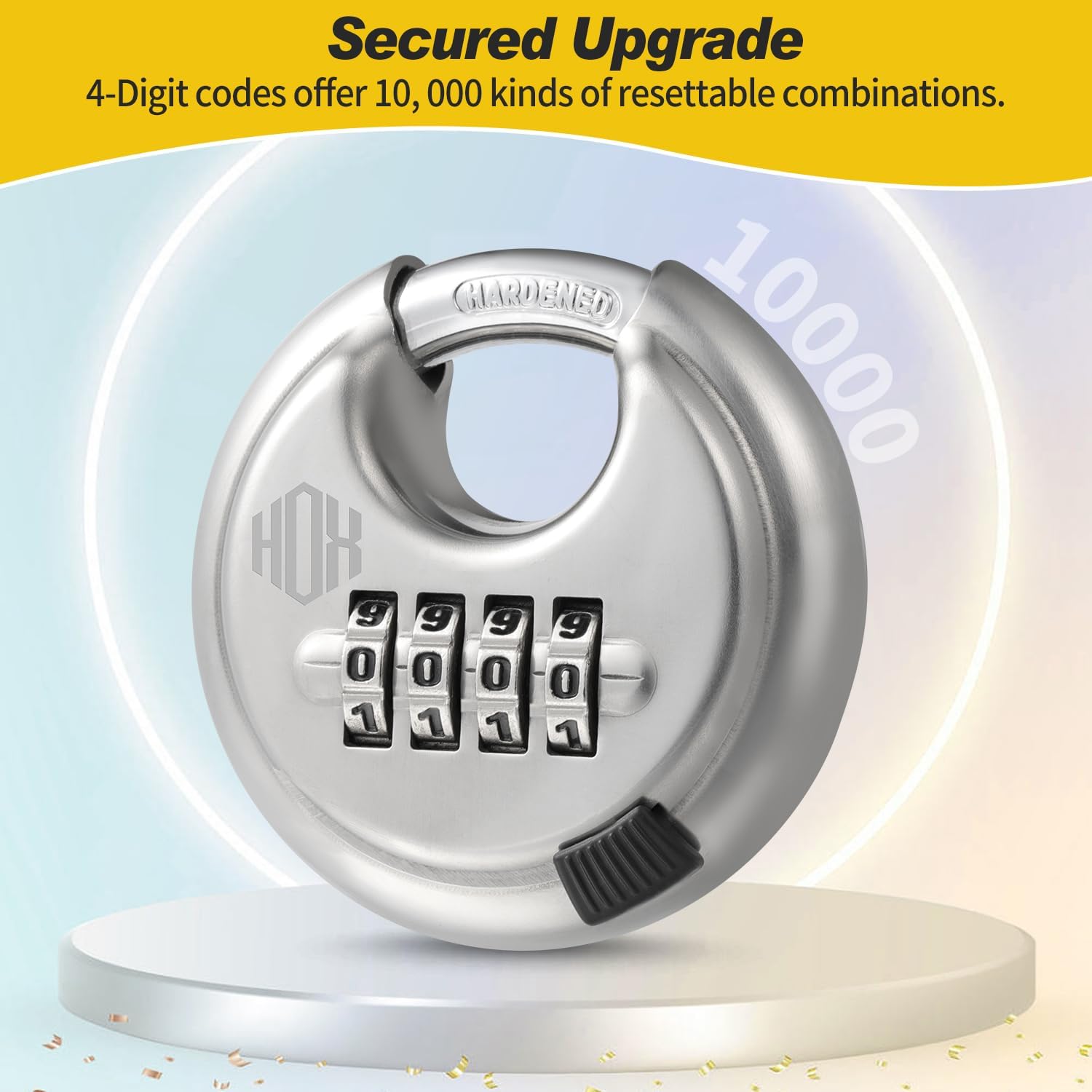 HOX 4-digit code offers flexible setup without carrying keys.