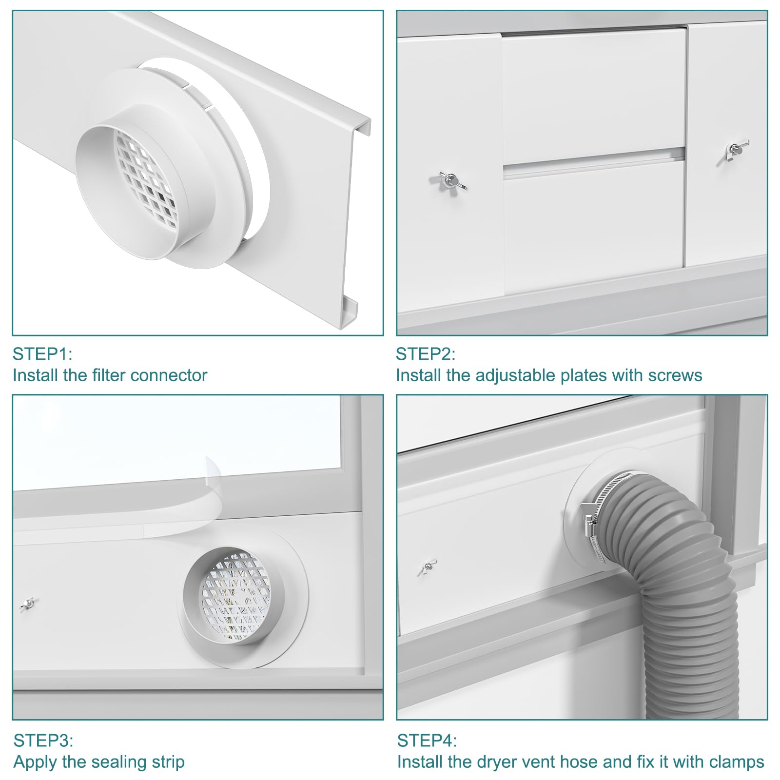HOXHA adjustable length vent kit fits various window sizes.