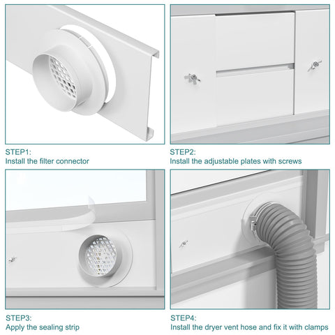 HOXHA adjustable length vent kit fits various window sizes.