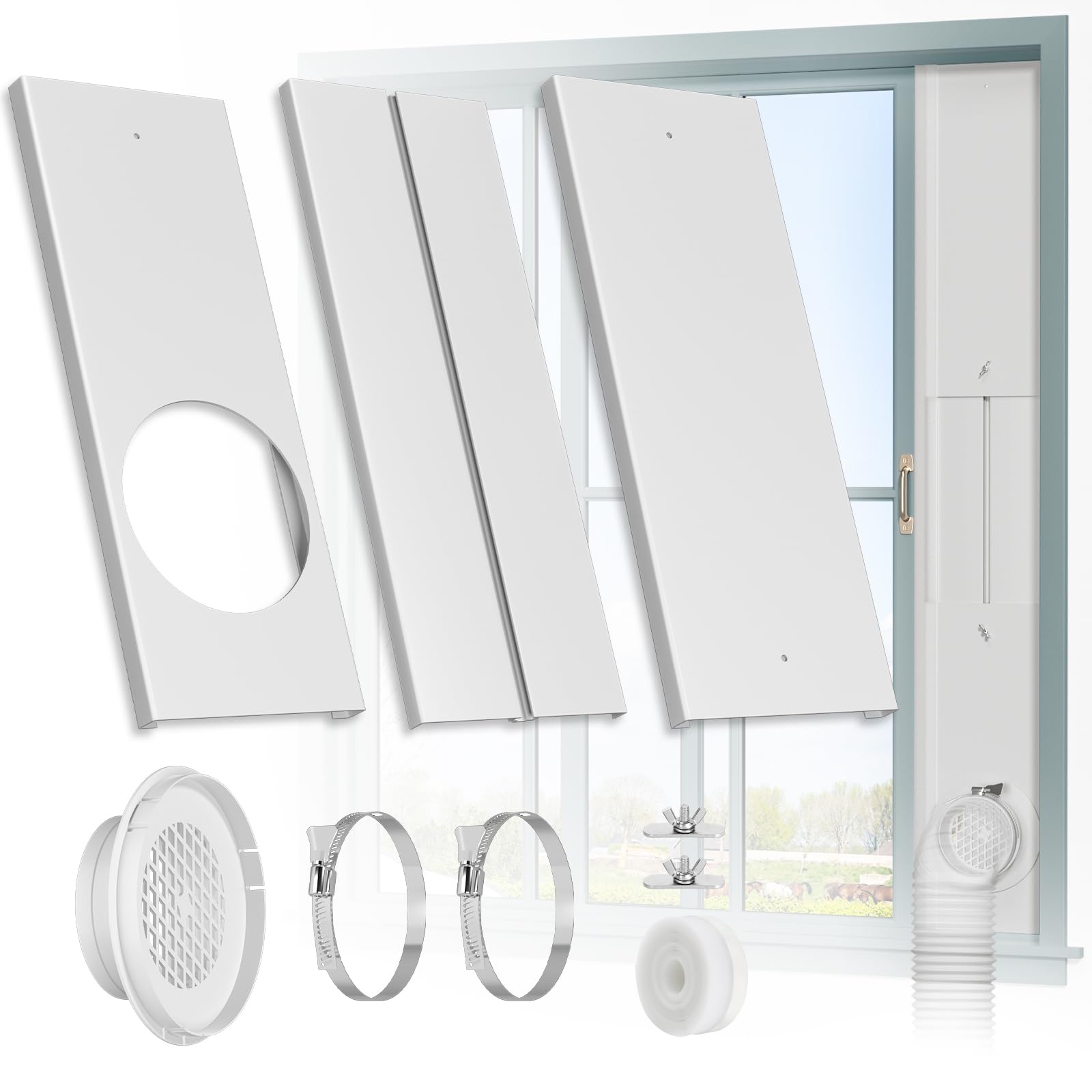 HOXHA window duct kit with dryer vent kit for secure, adjustable installation.