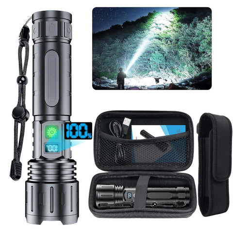 Hoxida 2000-lumen flashlight with long beam for outdoor adventures.