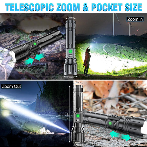Hoxida flashlight 5000mAh battery provides up to 20 hours runtime