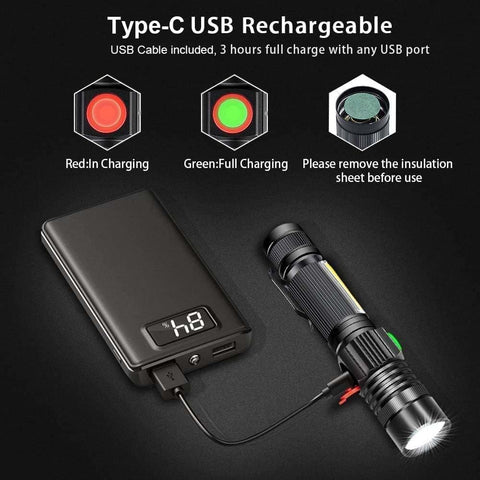 Hoxida flashlight IPX6 waterproof for rain or snow.