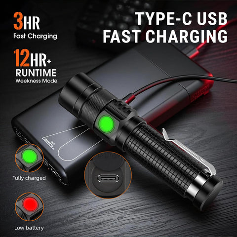 Hoxida Pocket EDC Flashlight in high/med/sos/strobe modes for tasks.