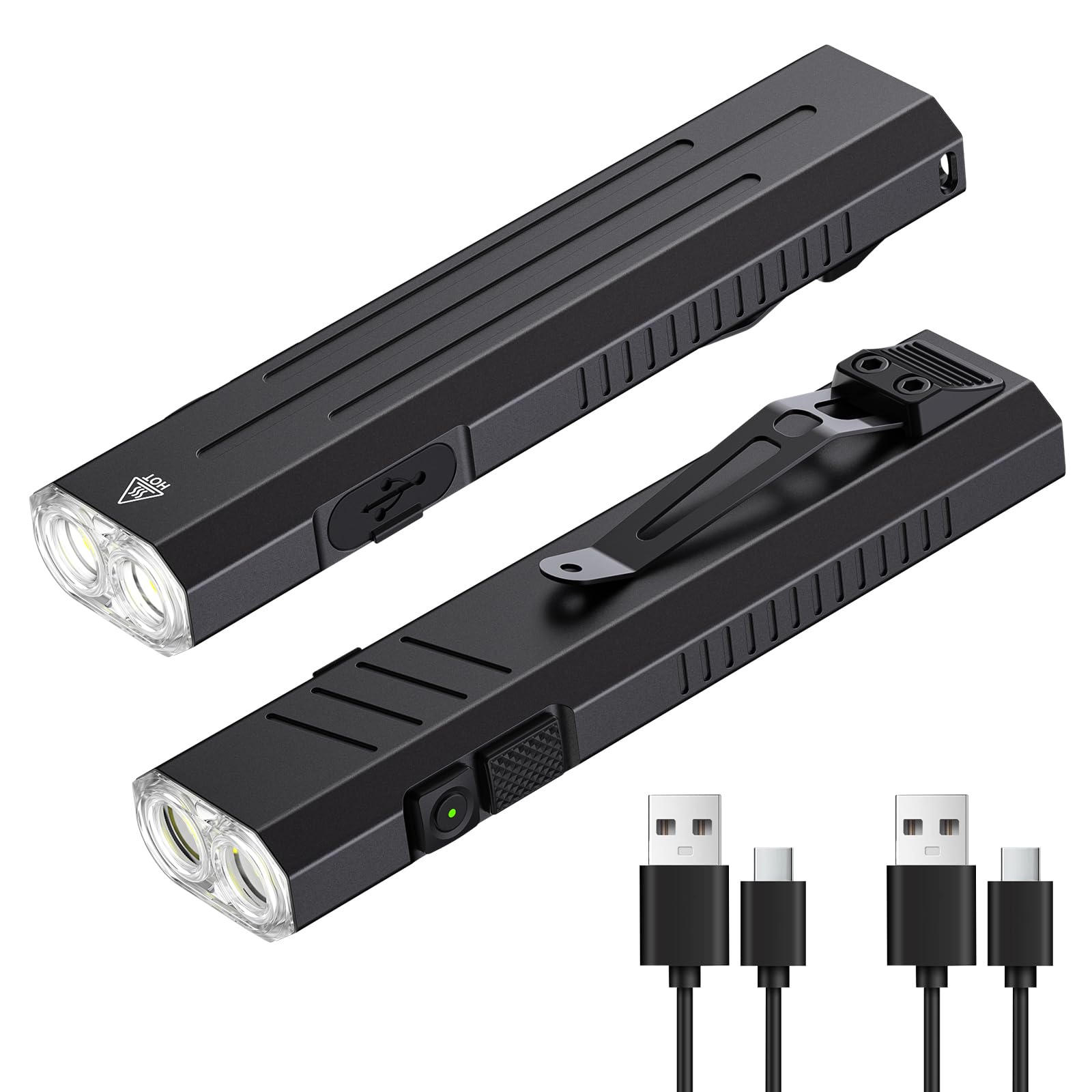 Hoxida rechargeable flat EDC flashlight with pocket clip for easy daily carry.