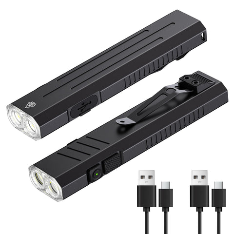 Hoxida rechargeable flat EDC flashlight with pocket clip for easy daily carry.