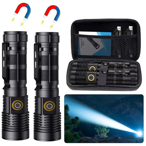 Hoxida rechargeable tactical flashlight with zoomable beam for precise targeting.
