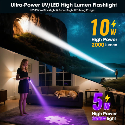 Hoxida UV flashlight dual switch design enables quick UV and white-light use