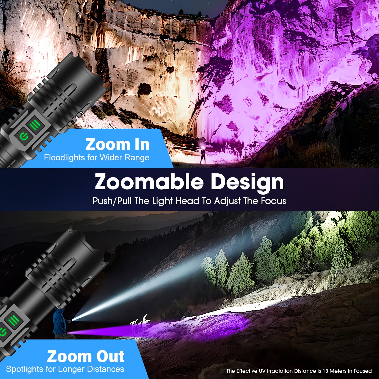 Hoxida UV flashlight aviation aluminum body delivers rugged durability