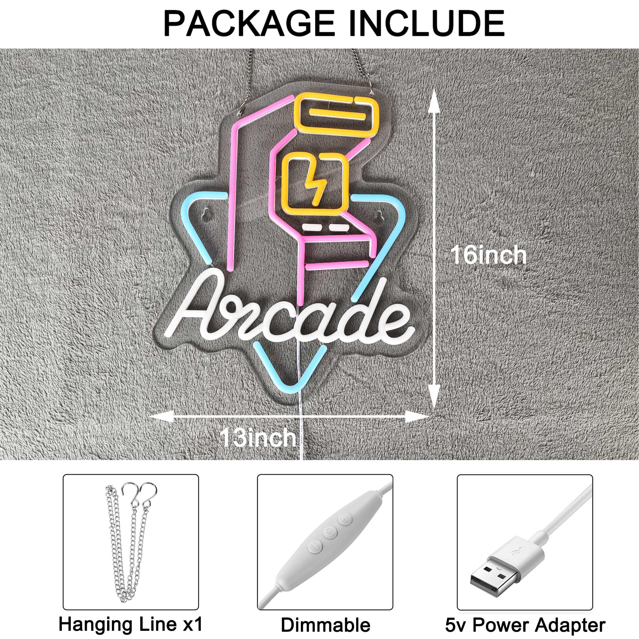Hoyoelec Arcade Neon Sign USB powered for easy plug-and-play lighting