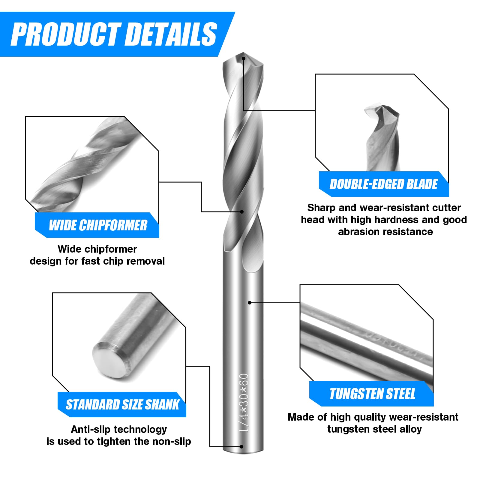 HOYUSK carbide bits 3/16 inch in metal cutting action.