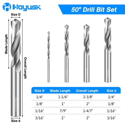 HOYUSK drill bits 1/16 inch close-up for tight spaces and detail.