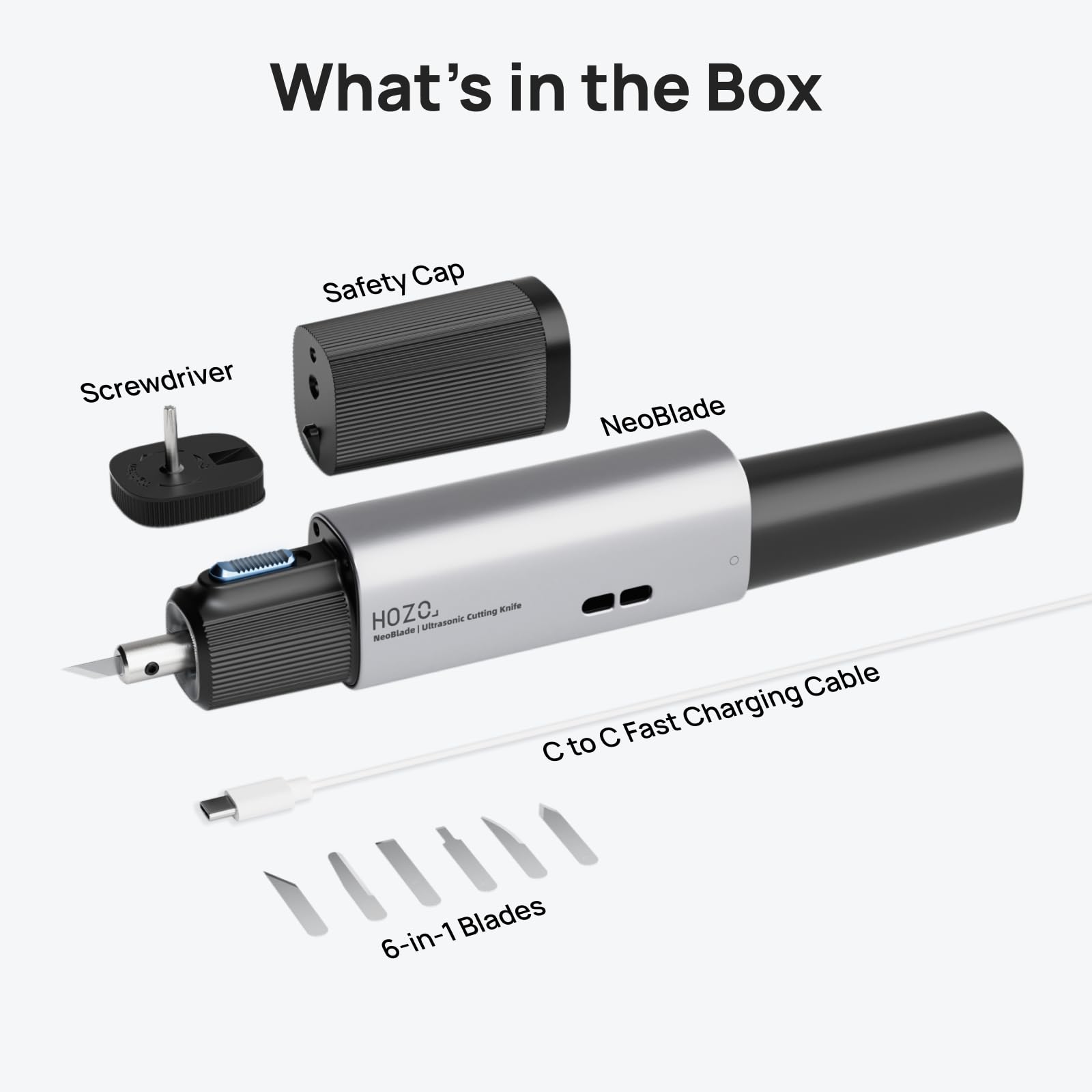HOZO NeoBlade replaceable 1300mAh battery for wireless operation.