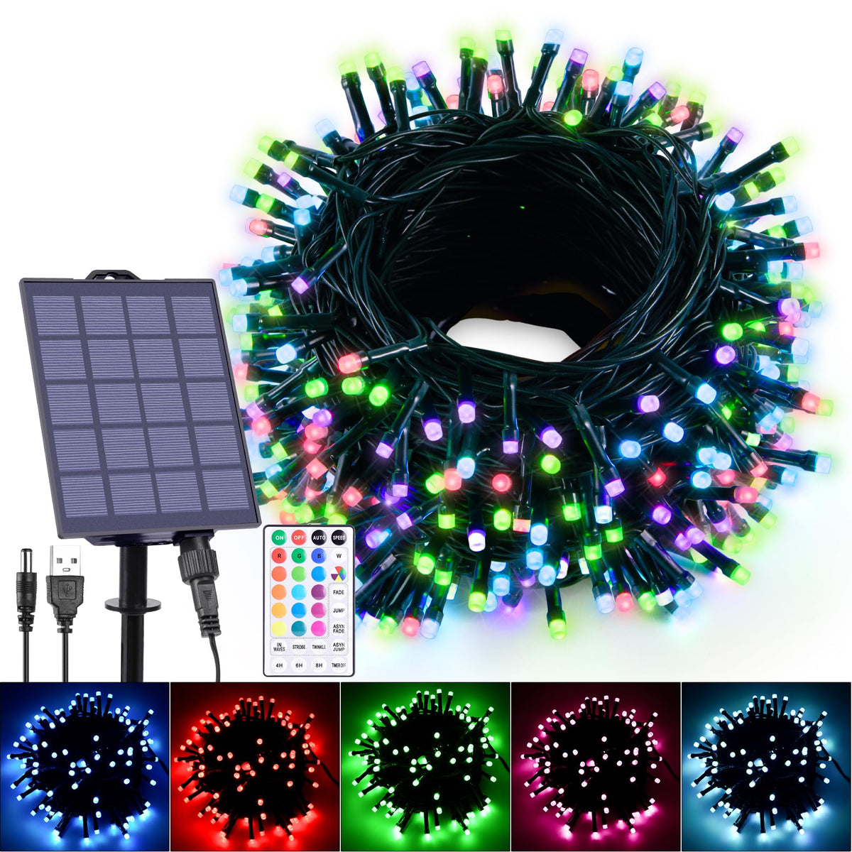 Hozplex 59ft solar string lights outdoor for charming yard ambiance