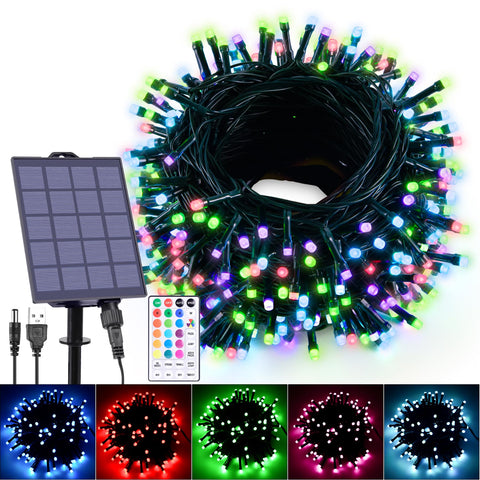 Hozplex 59ft solar string lights outdoor for charming yard ambiance