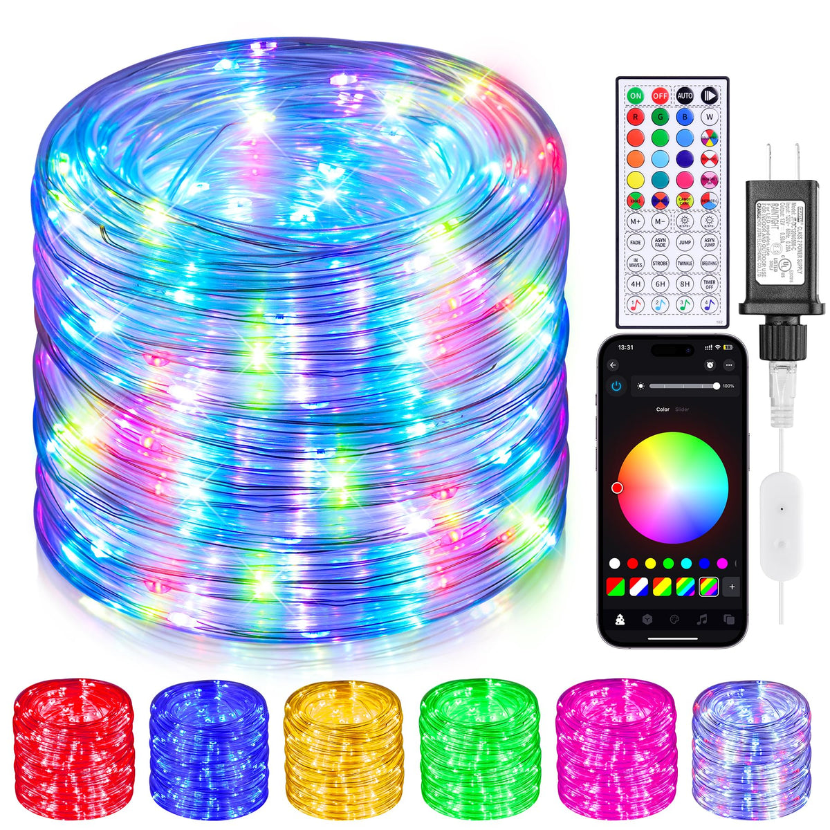 Hozplex 99ft outdoor rope lights for ambient exterior lighting on patios and decks.