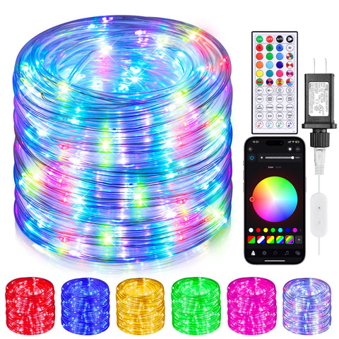 Hozplex 99ft outdoor rope lights for ambient exterior lighting on patios and decks.