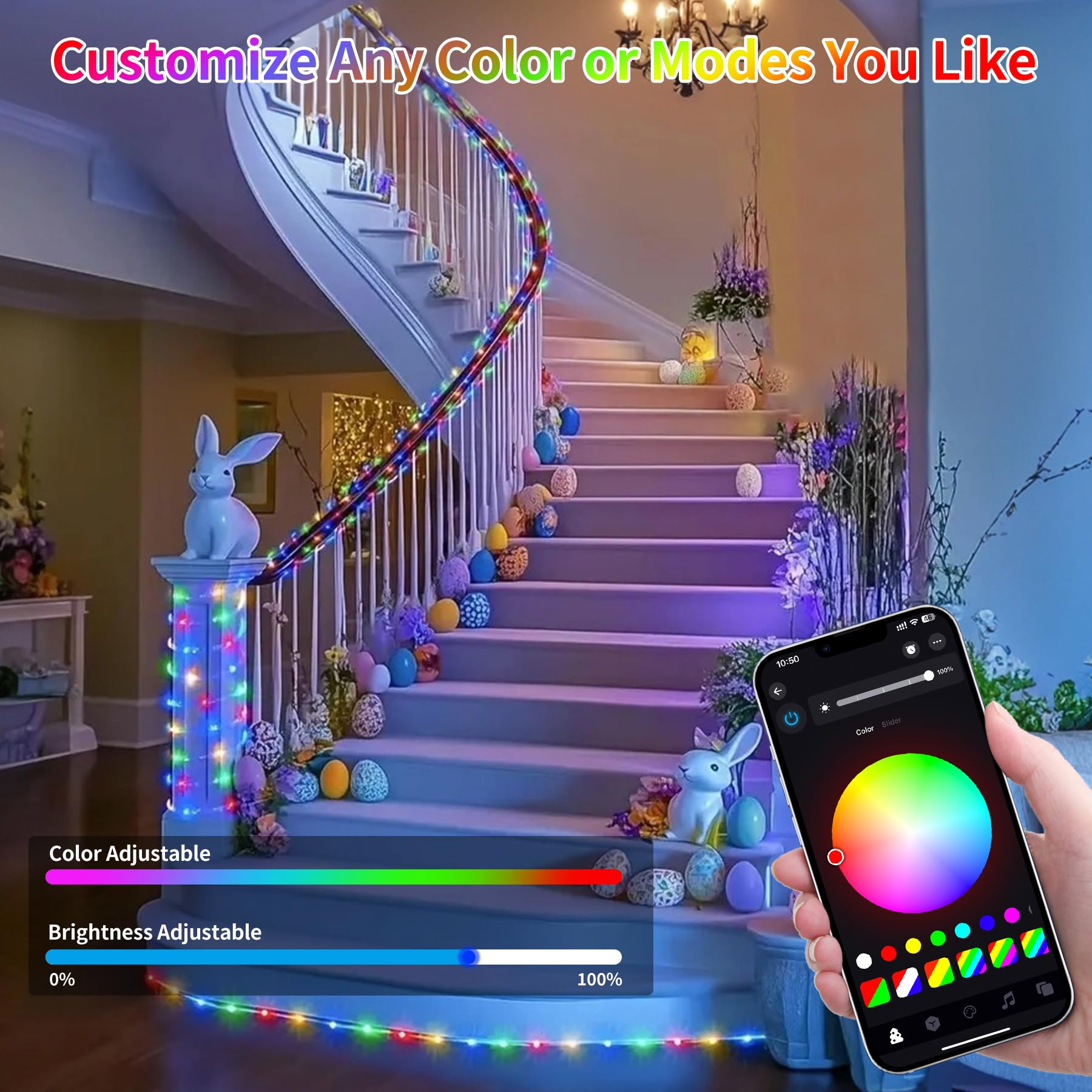 Hozplex remote and app control rope lights offer easy customization for any space.