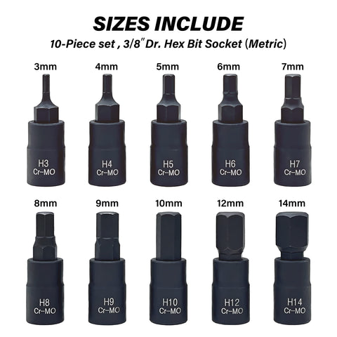 HPBBKD enhanced storage case keeps the 10-piece metric set organized and portable.