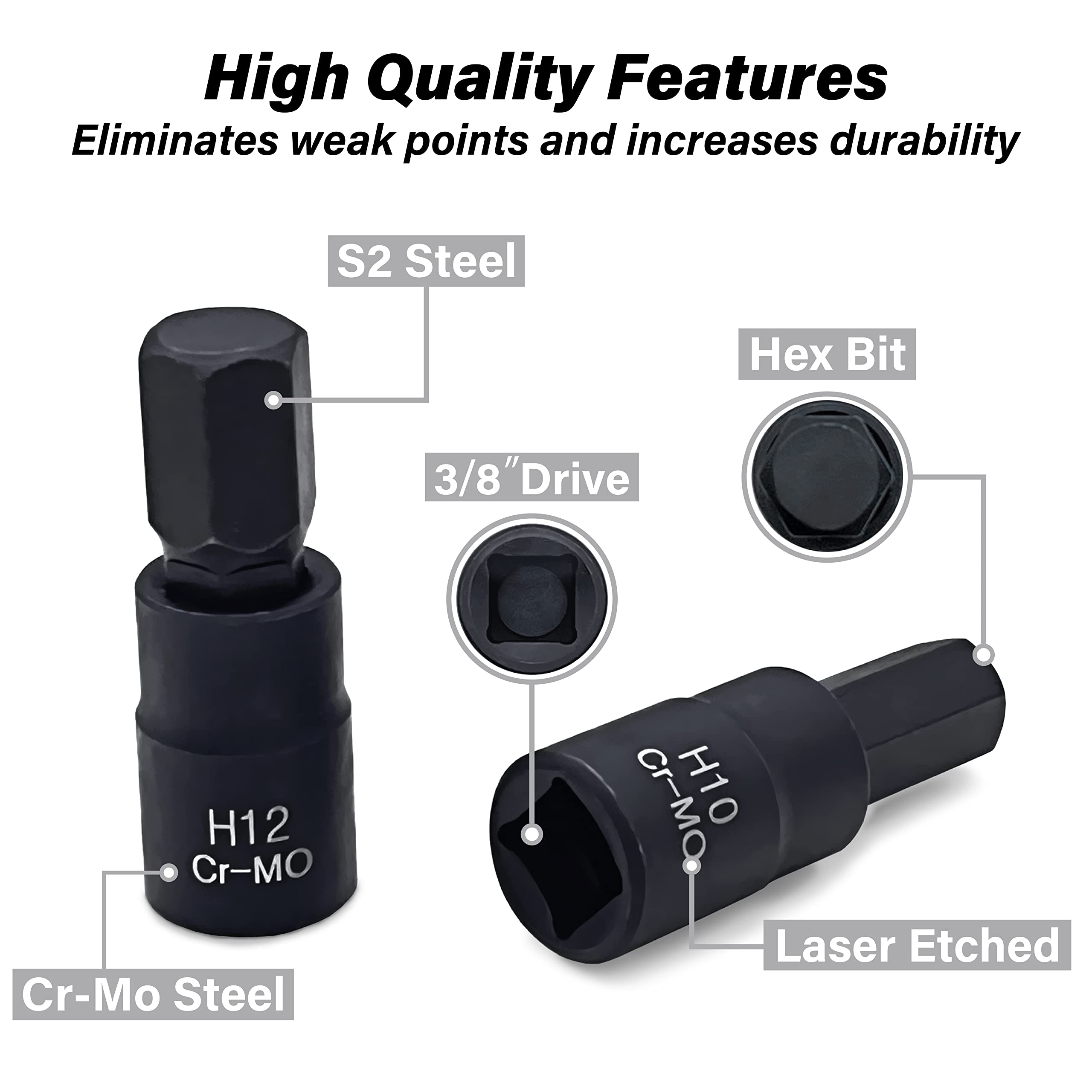 HPBBKD S2 alloy steel bits resist wear for reliable fastener drives.