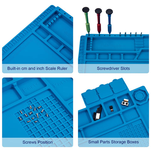 HPFIX non-slip odorless silicone mat stays put on your desk while soldering