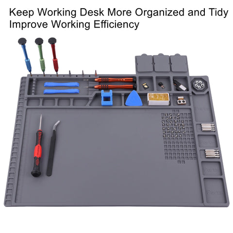 HPFIX mat with magnetic areas holds screws and components within easy reach