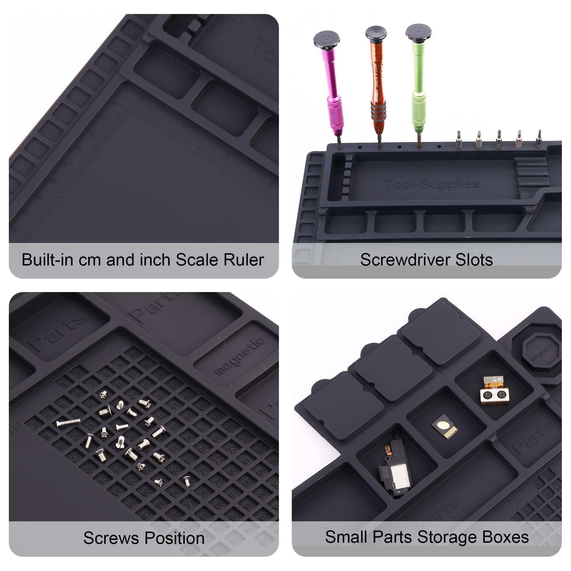 HPFIX mat features scale ruler, parts boxes, and screwdriver slots