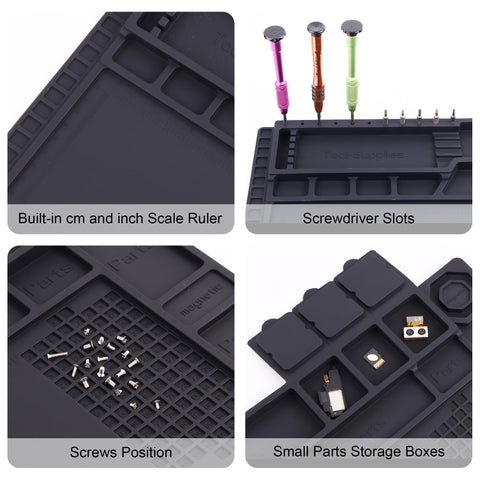 HPFIX mat features scale ruler, parts boxes, and screwdriver slots