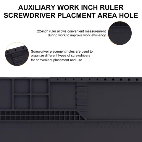 HPFIX mat features magnetic areas to hold screws and tools during repair.