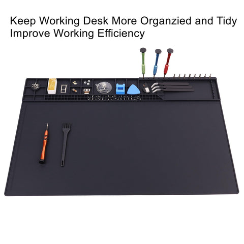 HPFIX soldering mat keeps small parts organized with built-in compartments.
