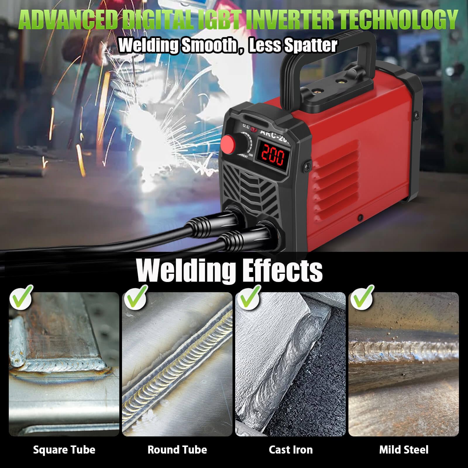Hpoouo welder hot start and arc force for smooth starts.
