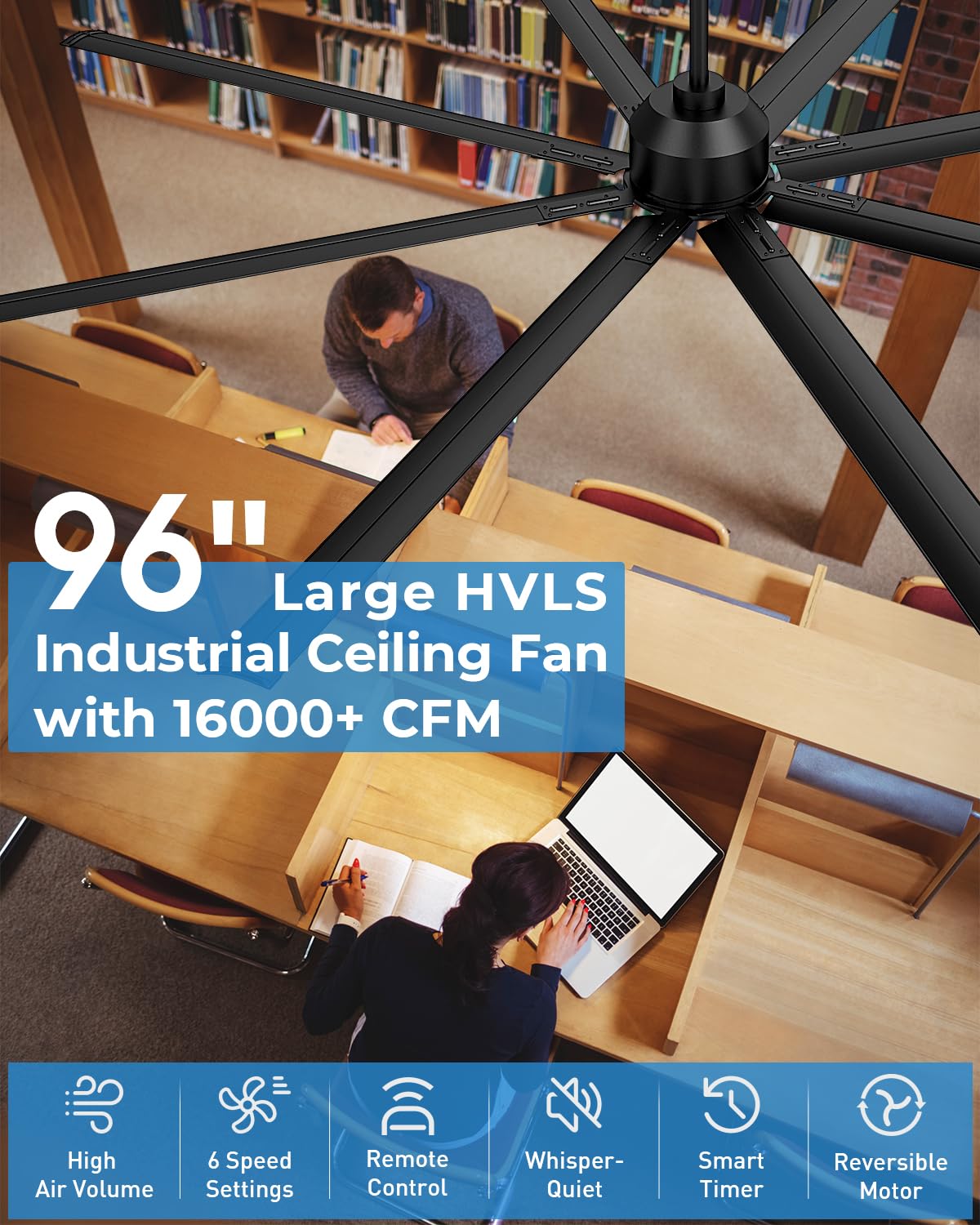 Hpxnionthr 8 aluminum blades provide balanced, durable airflow.
