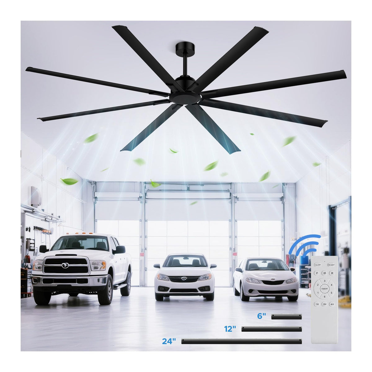 Hpxnionthr 96-inch ceiling fan with wide blades for large spaces.