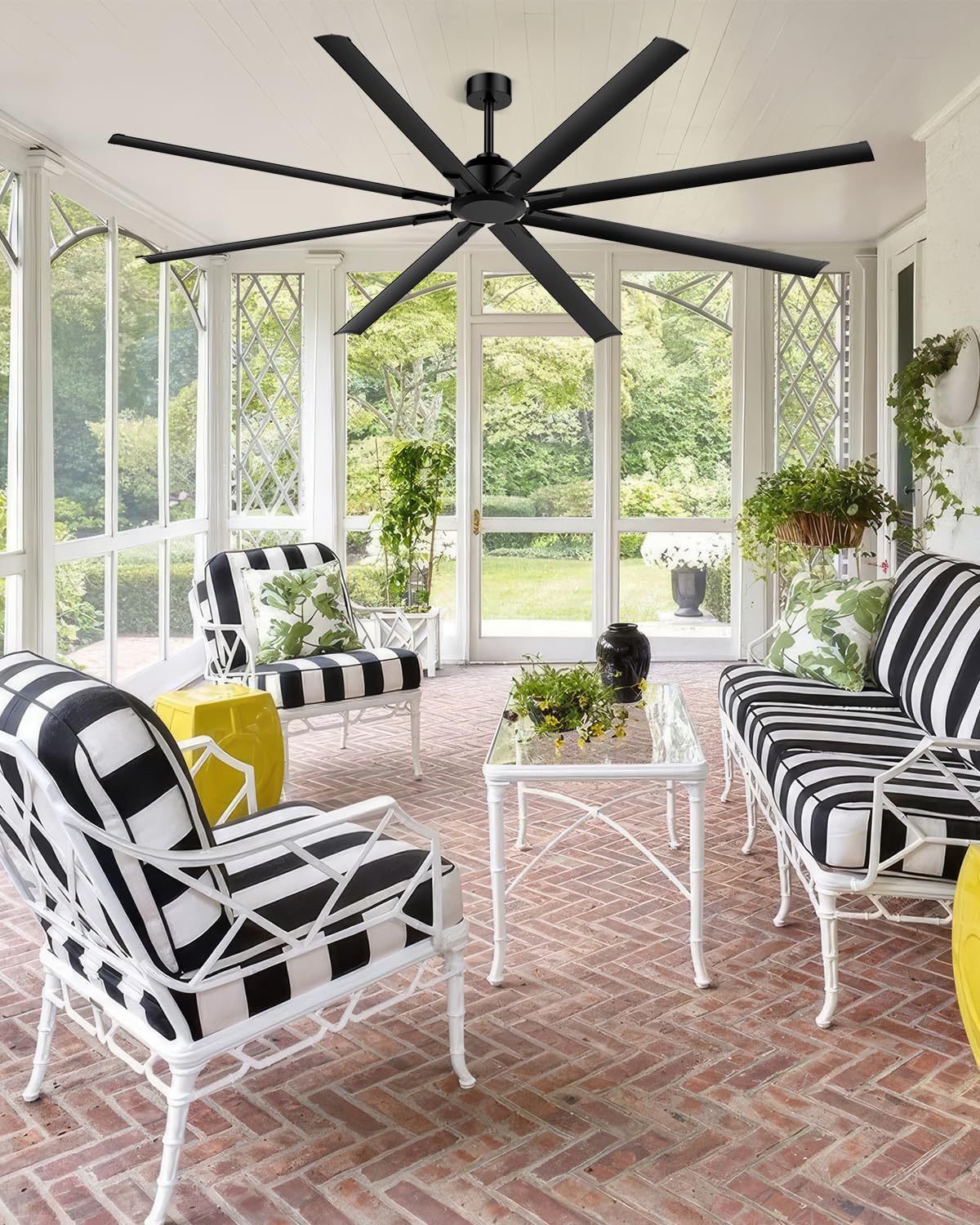 Hpxnionthr 96-inch fan suits garages, patios, gyms and shops.