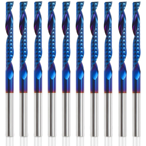 HQMaster 10-pack o flute bit closeup tip with sharp carbide edge for clean cuts.