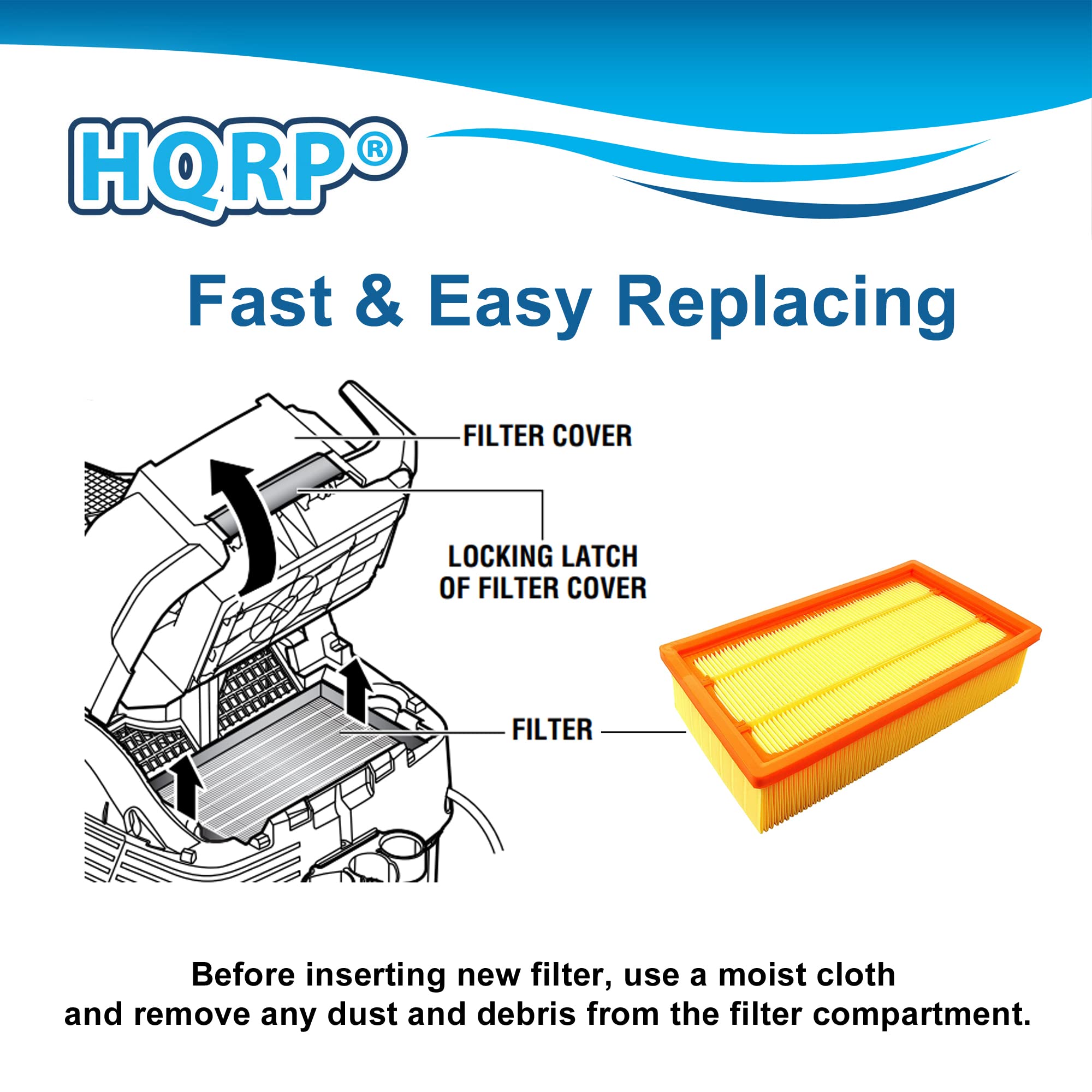 HQRP flat pleated filter for Bosch VAC140A boosts filtration reliability.